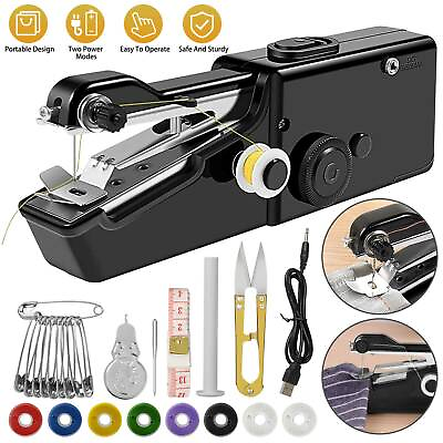 #ad DIY Mini Sewing Machine Electric Stitch Portable Hand Cordless Travel Household
