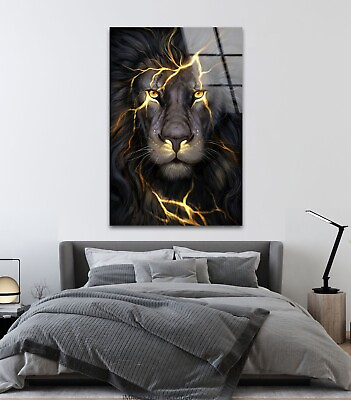#ad Lion Tempered Glass Wall Art
