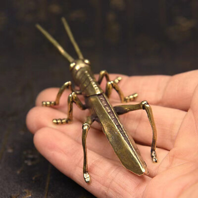 #ad Brass Locust Statue Vintage Animal Grasshopper Figurine Tea Pet Ornament