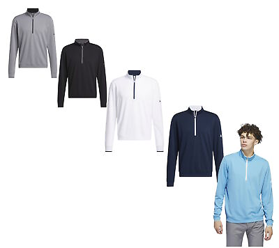 #ad Adidas Mens Lightweight Half Zip Pullover Golf Layering Top New
