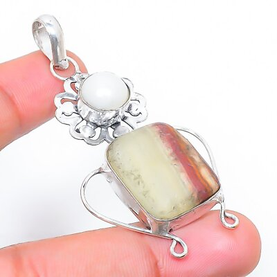 #ad Red Snakeskin Pearl Gemstone Handmade 925 Sterling Silver Jewelry Pendant 2.17quot;