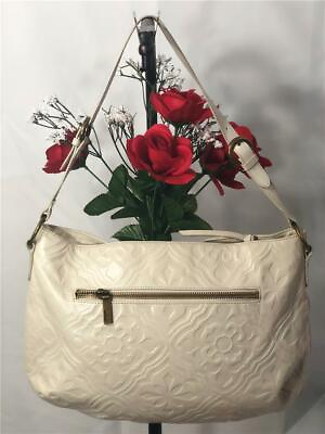 #ad HOBO INTERNATIONAL Embossed Multi Florals Bone White Single Strap Shoulder Bag