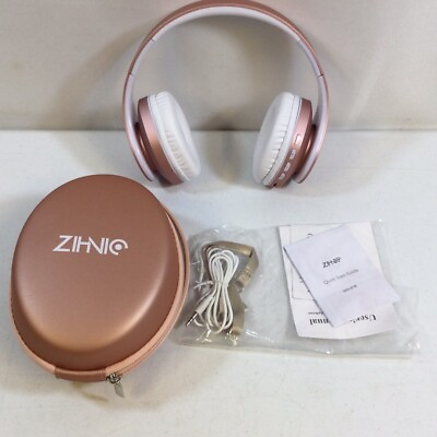 #ad ZIHNIC WH 816 Rose Gold Over Ear Adjustable Wireless Bluetooth Headphones