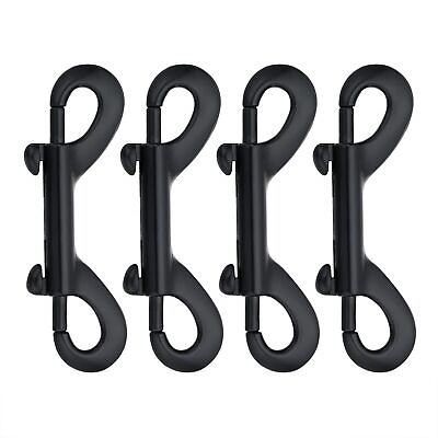 #ad Double Ended Bolt Snaps Hook Black Trigger Clips Chain Metal Clips 3.5 Inch 4pcs