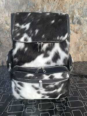 Cowhide Backpack Cowhide School Bag Hair On Black And White Leather Backpack