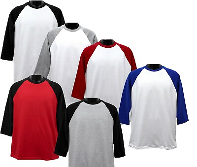 #ad Men#x27;s Raglan T Shirt Baseball 3 4 Sleeve Henley Casual Cotton Sports Shirt
