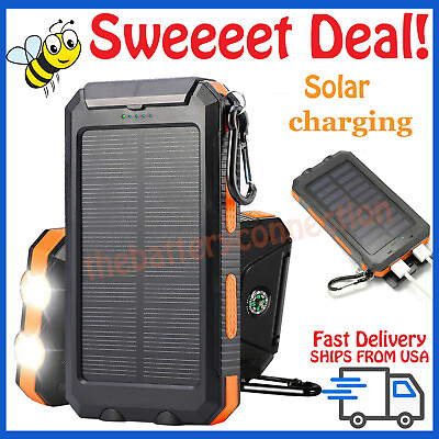 #ad 2024 Super Large Capacity USB Portable Charger Solar Power Bank for Cell Phone