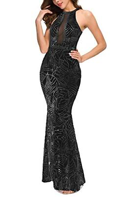 #ad VVMCURVE Womens Off Shoulder Sequin Evening Prom Long Gowns Fishtail Maxi Dress