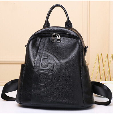 Women Travel Leather Backpack Real Cowhide Backpack Women#x27;s Small Black Backpack