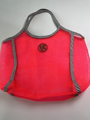 #ad Victoria’s Secret Neon pink beach bag Mesh Strip Handle