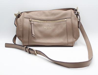 #ad Kate Spade Leather Purse Tan Crossbody Shoulder Bag Multipocket