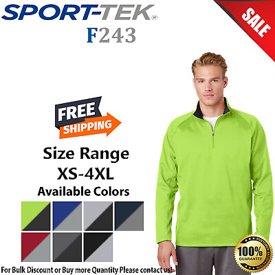 #ad Sport Tek Mens Long Sleeve Cadet Collar Sport Wick Fleece 1 4 Zip Pullover F243