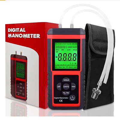 #ad Manometer Gas Pressure Tester Ehdis Digital Air Pressure Meter Differential P...