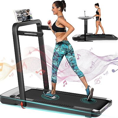 #ad 2 IN 1 Folding Treadmill 2.25HP Electric Running Power Machine With Remote NEW