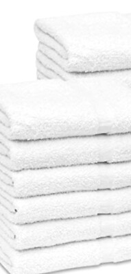 #ad 48 Pk White Bath Towels 22x44 in. Economy 100% Cotton 6 lb. Hotel Spa Gym Salon
