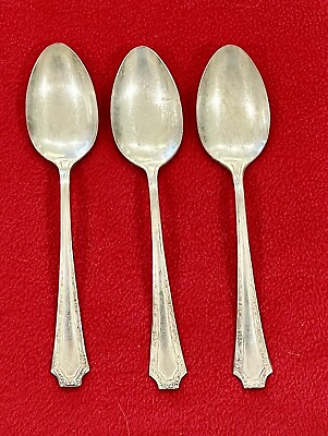 #ad Vtg Fairfield ALPHA Silverplate 3 Serving Spoons 1915