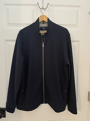 #ad Ted Baker London Mens 6 US 2XL Navy Blue Cotton Zip Up Jacket Excellent Pockets