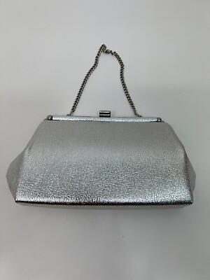 Silver Evening Bag Clutch Party Purse with Wrist Strap Gift $18.95