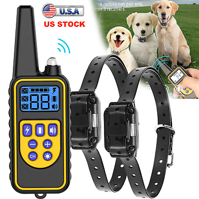 #ad 2625 FT Remote Dog Shock Training Collar Waterproof Pet Trainer for 1 2 3 Dogs