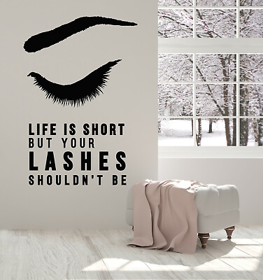 #ad Vinyl Wall Decal Eyelashes Quote Fashion Beauty Salon Stickers Mural g315