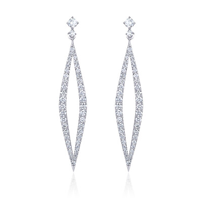#ad GLEAMIRE 14K Gold 1.5ct Natural Diamond F VS Designer Kite Long Drop Earrings