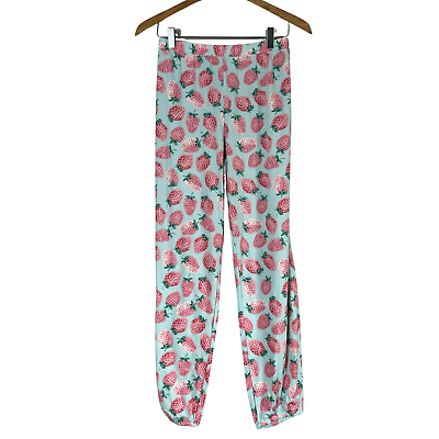 #ad ANYBODY Brushed Jersey Printed Sleep Pants Turquoise Strawberry L