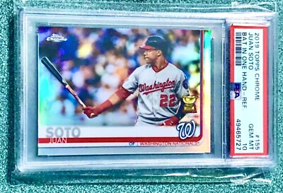 #ad 2019 Topps Chrome Juan Soto Refractor Rookie PSA Gem Mint Mystery Chase Pack.