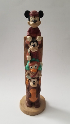 #ad Disney#x27;s Wilderness Lodge Mickey Goofy Donald Duck quot;Totem Polequot; Figurine