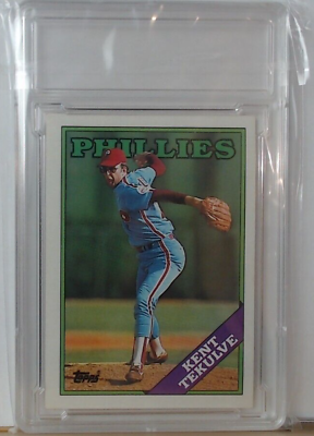 #ad Topps 1988 543 Kent Tekulve Phillies Baseball Card Slab NM MT