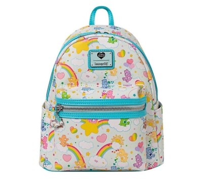 #ad Loungefly Care Bears Mini Backpack 40th Anniversary All Over Pattern Bag
