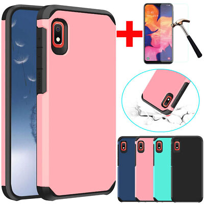 #ad For Samsung Galaxy A10e Shockproof Armor Hybrid Rugged Case CoverTempered Glass