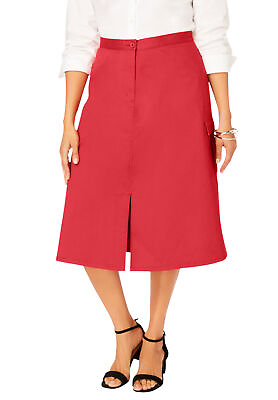 #ad Jessica London Women#x27;s Plus Size Stretch Cotton Chino Utility Skirt