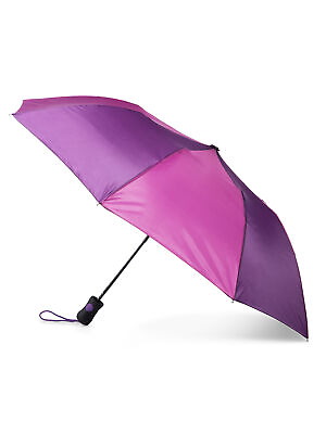 #ad Purple Multi School Recycled Canopy Auto Open Rain Umbrella 1.97x2 x20.08 Inch
