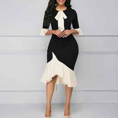 #ad Latest fashion plus size black irregular patchwork ruffle dress uk size 14
