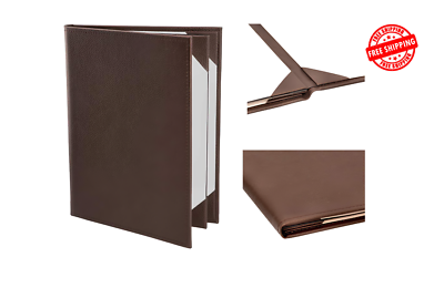 #ad Premium Brown Faux Leather Menu Cover 8.5quot; x 11quot; 4 Views 1 Piece