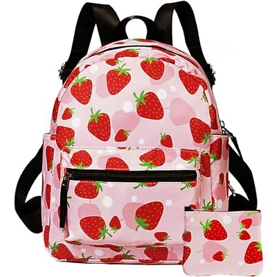 #ad Mini Backpack for Girls Small Backpack Purse for Women Teens Strawberry Pink