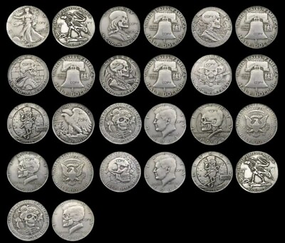 #ad 13 PCS Half Dollar Hobo Nickel Collectible Coins: Walking Liberty JFK Franklin