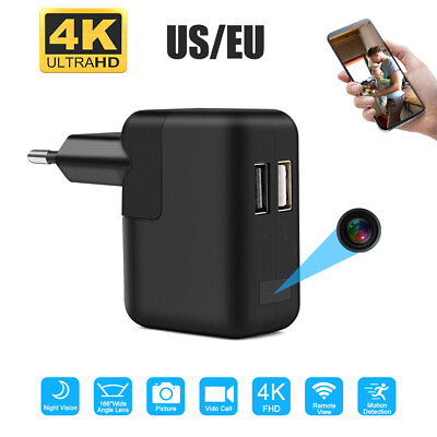 #ad 4K Wifi Wireless Mini Camera Dual USB Wall Charger Motion Detection DVR