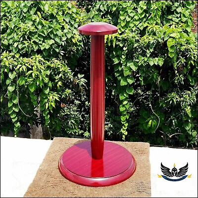 #ad Christmas Red Color Armor Stand For helmet wood Stylish Round Base Stand