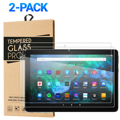#ad 2 Pack Tempered Glass Screen Protector For Amazon Fire HD 10 8 Plus 2021 2020