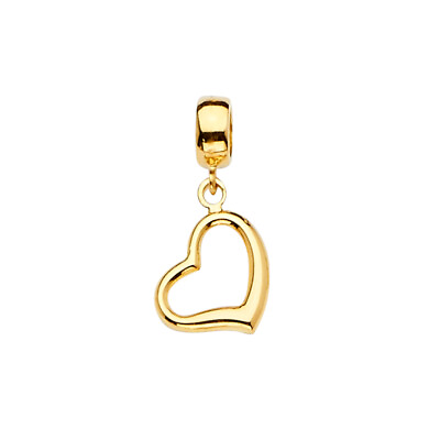 #ad 14K Yellow Gold Open Heart Charm Pendant Mix amp; Match For Bracelet Necklace Chain
