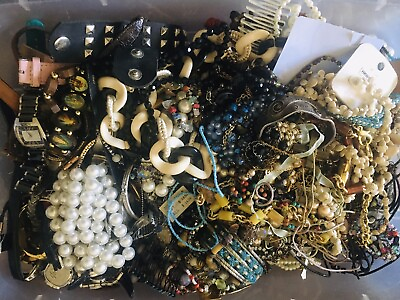 #ad ESTATE Jewelry Vintage Modern Huge Lot Craft Junk Wearable One Full Pound