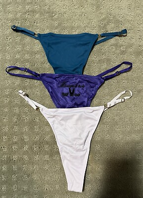#ad LOT 3 VS Victorias Secret Sexy Adjustable Sides Thong G string Panty Panties L
