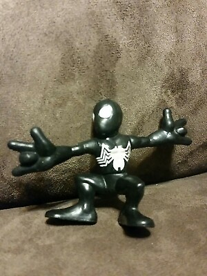 #ad Marvel Super Hero Squad Black Costume SPIDER MAN White Emblem Arms Out Wave 6