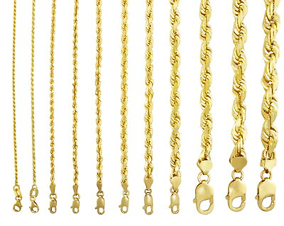 #ad 10K Yellow Gold 2mm 7mm Diamond Ct Rope Chain Necklace Bracelet Men Women 7quot; 30quot;