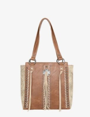 #ad Tote Cross With Tassel Concealed Carry Brown