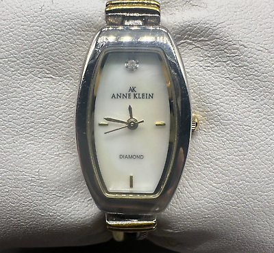 #ad Anne Klein Diamond Watch Women Two Tone Gold Silver Crossover Band New Battery