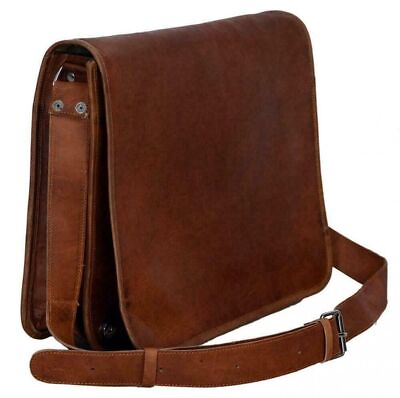 Men#x27;s Large Messenger Brown Vintage Leather Shoulder Satchel 18quot; Laptop Bag NEW $34.00