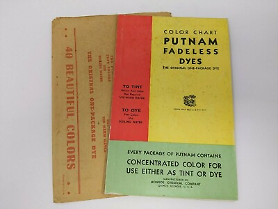 #ad Vintage Color Chart Putman Fadeless Dyes with Original Envelope