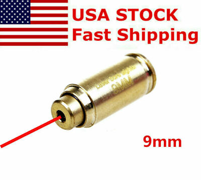 #ad Brass CAL 9mm Red Laser Bore Sight Cartridge Bullet Shap Boresighter 2 Battery